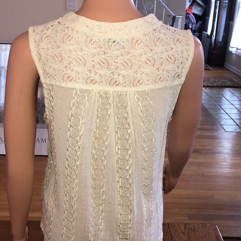 Lucky Brand cream colored sleeveless lace tunic - Picture 7 of 8
